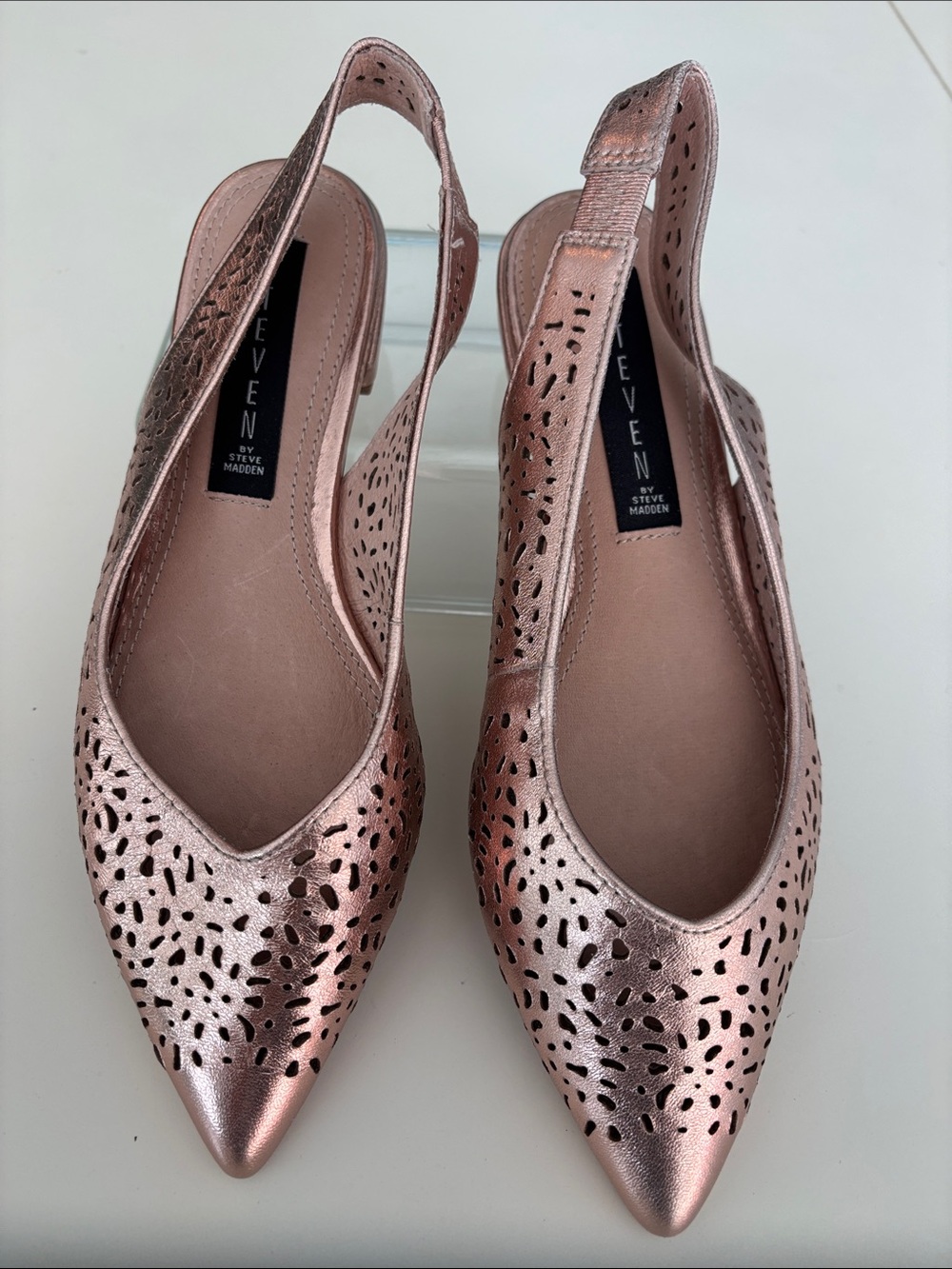Steven by Steve Madden Metallic Rose Pointed Slingback Flats 6.5
